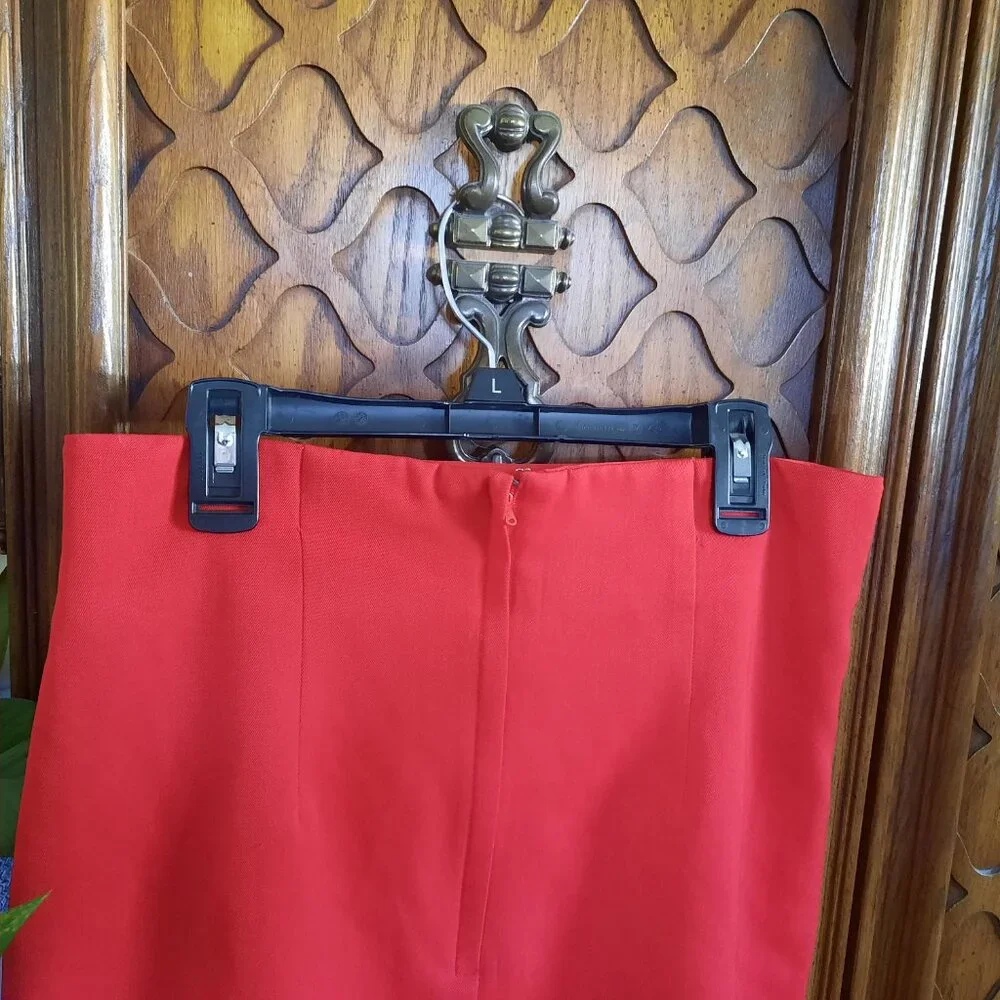 Vintage 90s Structured Shift Pencil Wool Skirt - Red, Size S - Picture 6 of 16